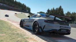 18.09.2022, 24H SERIES ESPORTS, Round 1, Spa-Francorchamps, #416, Puresims Esports Mercedes-AMG GT4: Ashley Finch, Ian Gagnon-Renaud, Matthew Turnbull, iRacing