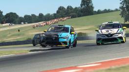 17.04.2023, The Racing Line Clio Cup, Media Day, Oulton Park Fosters, Kevin Annfield, Slow in Slide out, Eric Manintveld, Send it or Bend it, iRacing