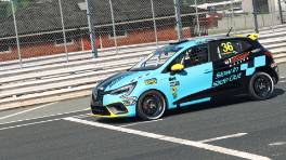 17.04.2023, The Racing Line Clio Cup, Media Day, Oulton Park Fosters, Kevin Annfield, Slow in Slide out, iRacing