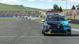 24.04.2023, The Racing Line Clio Cup, Round 1, Knockhill, Kevin Annfield, Slow in Slide out, iRacing