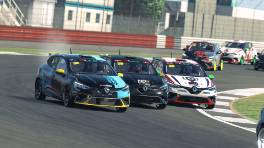08.05.2023, The Racing Line Clio Cup, Round 3, Silverstone National, Kevin Annfield, Slow in Slide out, Martin Kjaer. NSR Gold, Jon Bayliffe, Win it or Bin it, iRacing