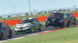 08.05.2023, The Racing Line Clio Cup, Round 3, Silverstone National, Steven Burns, Send it or Bend it, Lukas Egeblad, NSR Gold, iRacing